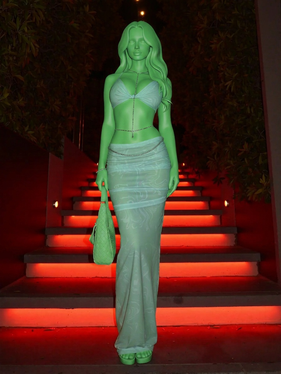 Template for Blue Set On Red Lit Stairs Night