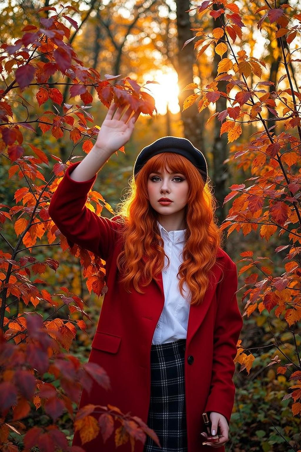 Autumn Young Long Wavy Bright Orange Bangs