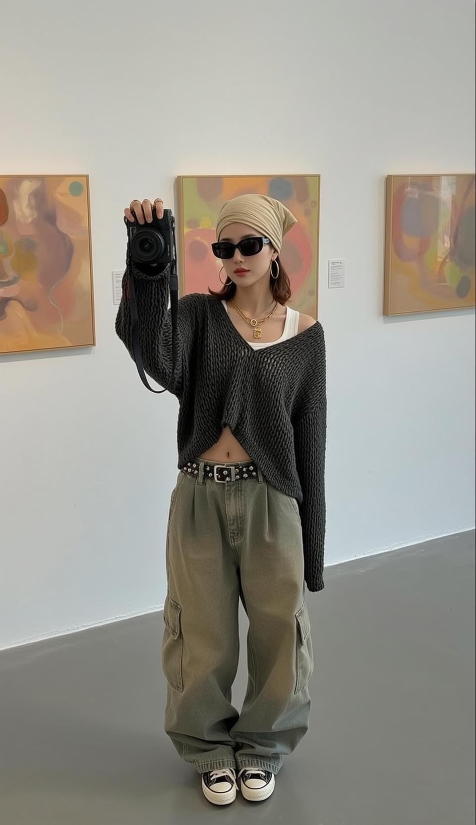 Skater Young Dark Pulled Back Bandana Fair