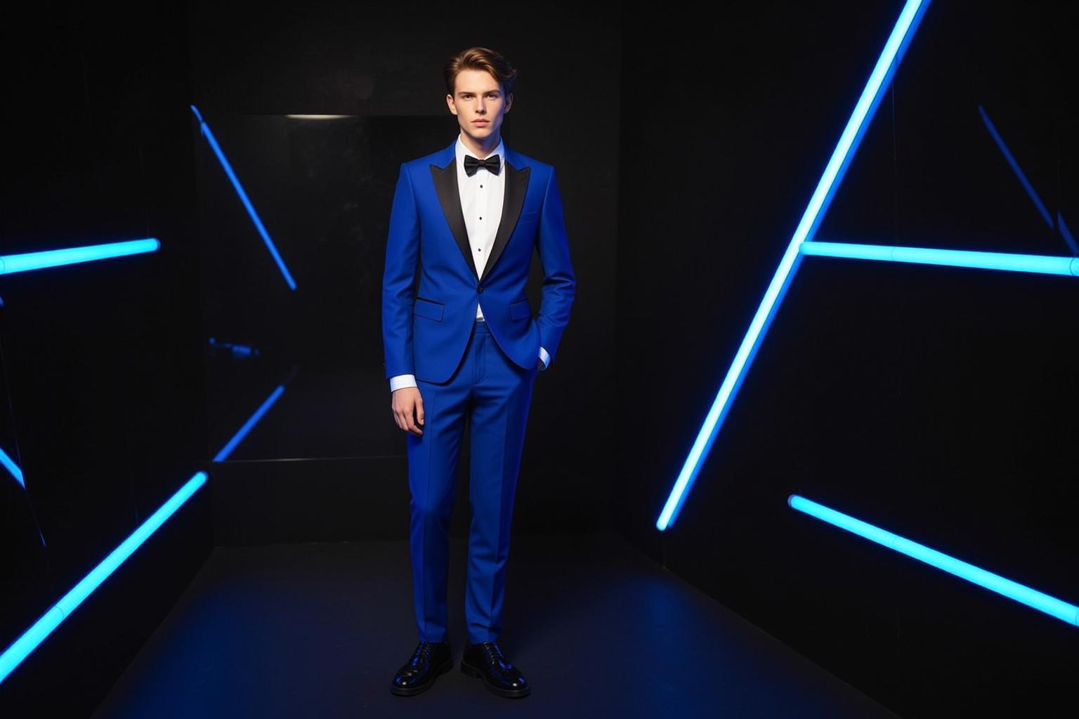 Blue Tuxedo Neon Portrait