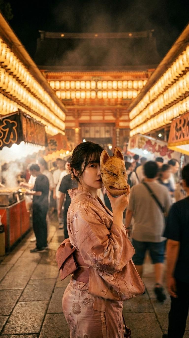 Kyoto Matsuri Festival Lantern Avenue Nighttime Photograph