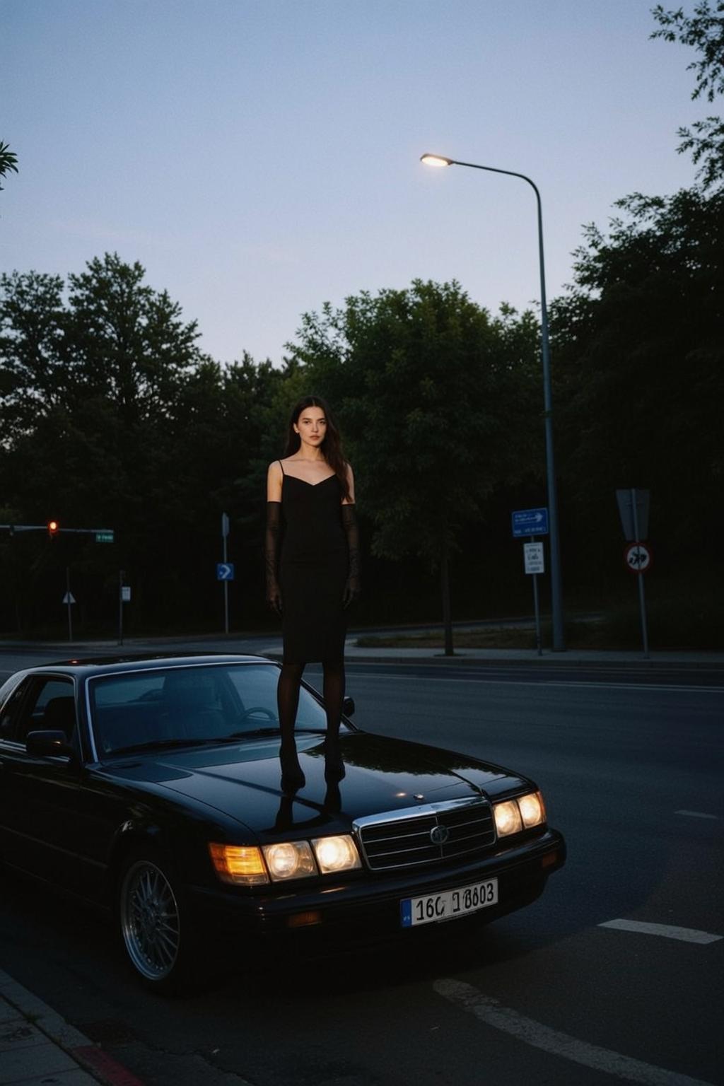 Dress Black Sheer Gloves Car