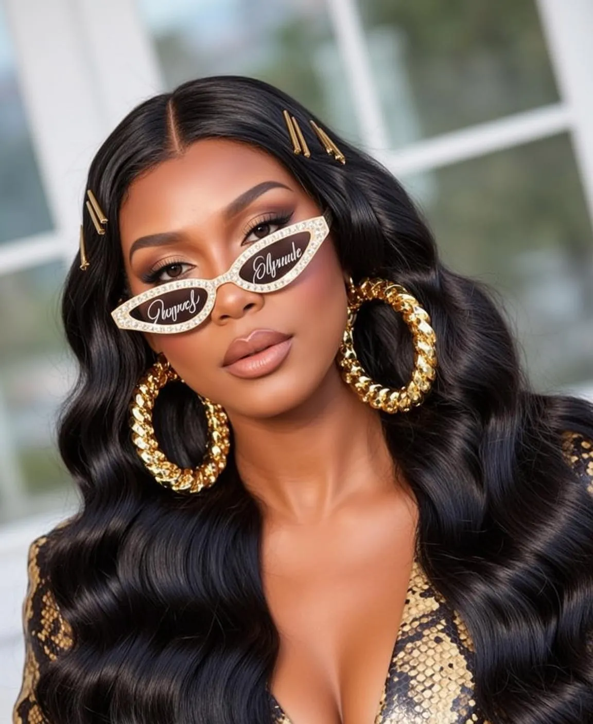 Sunglasses And Earrings In Styled Portrait