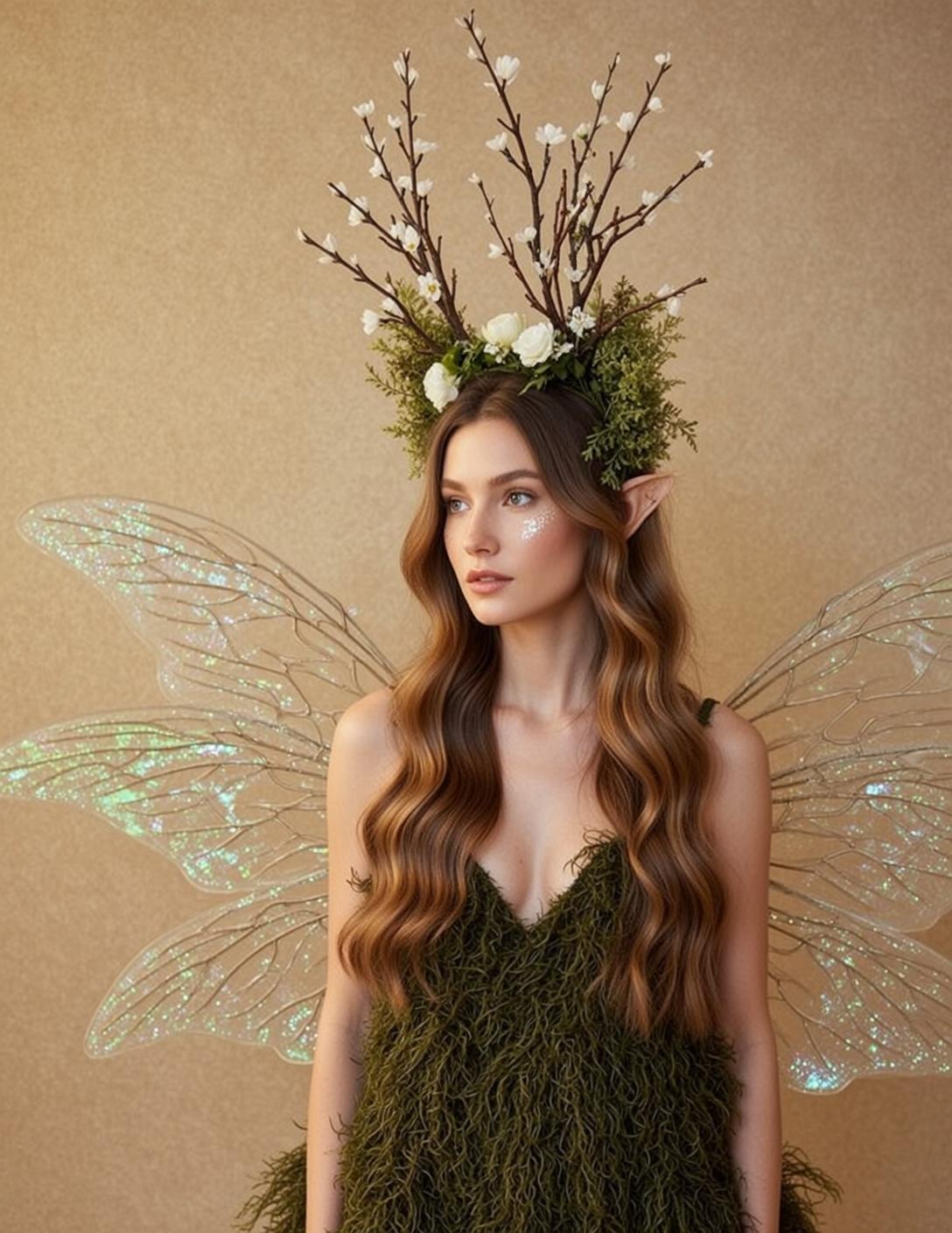 Fairycore Young Long Wavy Brown Hair Fair