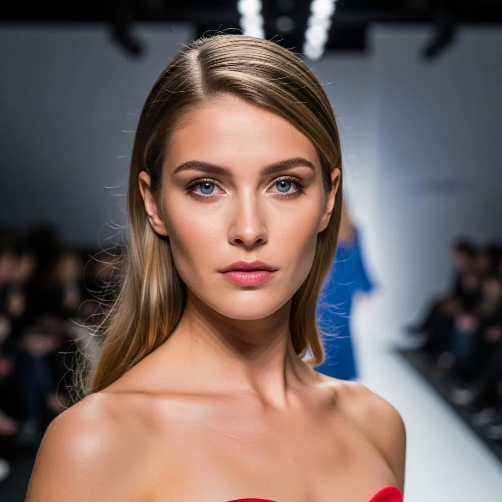 Red Strapless Dress Fashion Show Runway