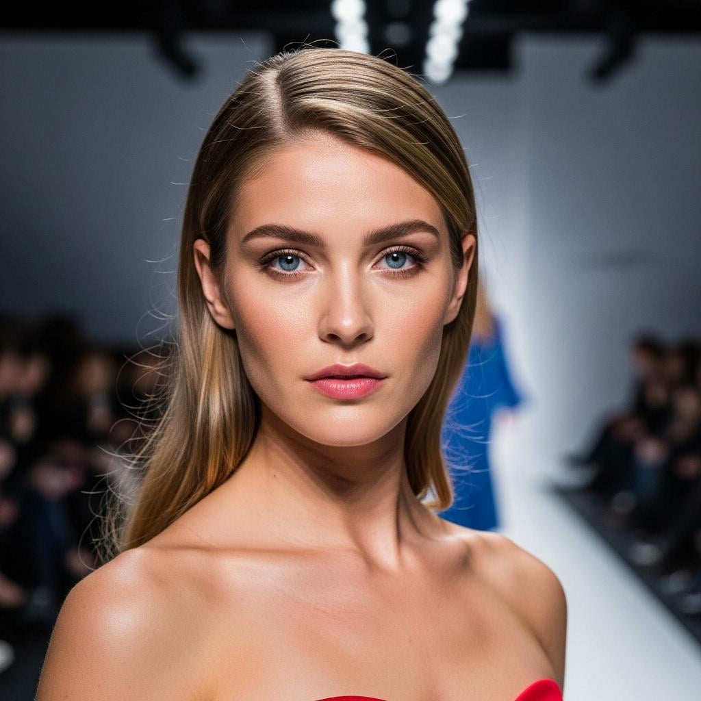 Red Strapless Dress Fashion Show Runway