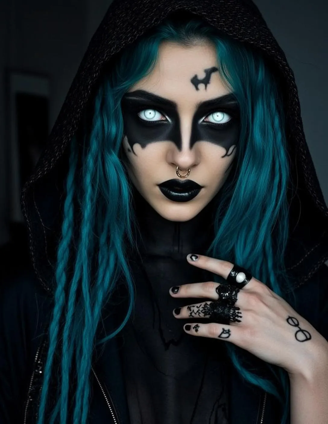 Tattoos Glasses Piercings Rings And Colored Contacts In Dark Room