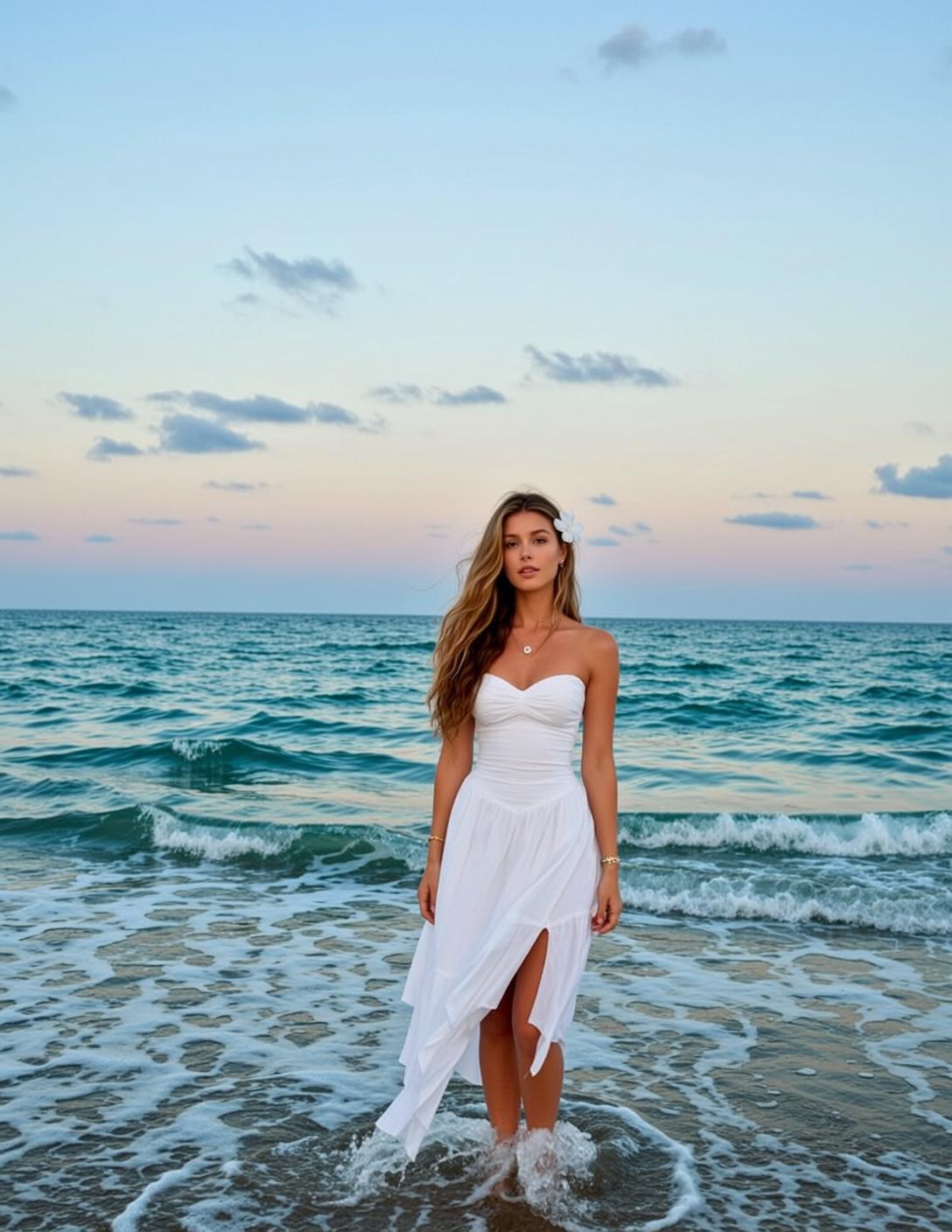 White Dress Shoreline Portrait
