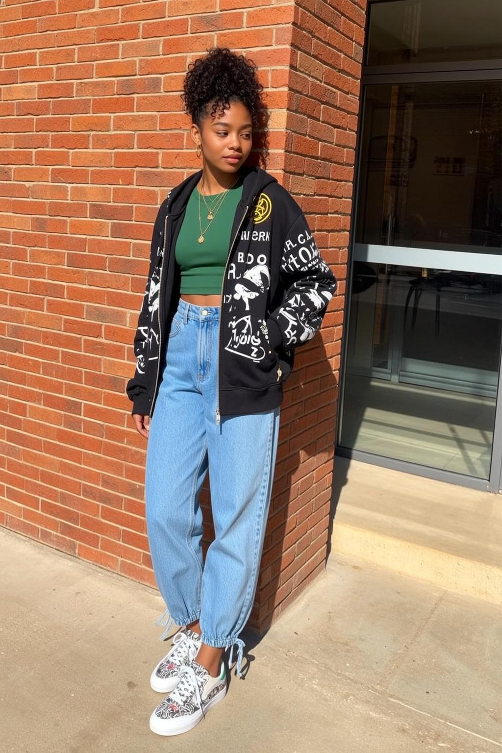 Green Crop Top Hoodie Street