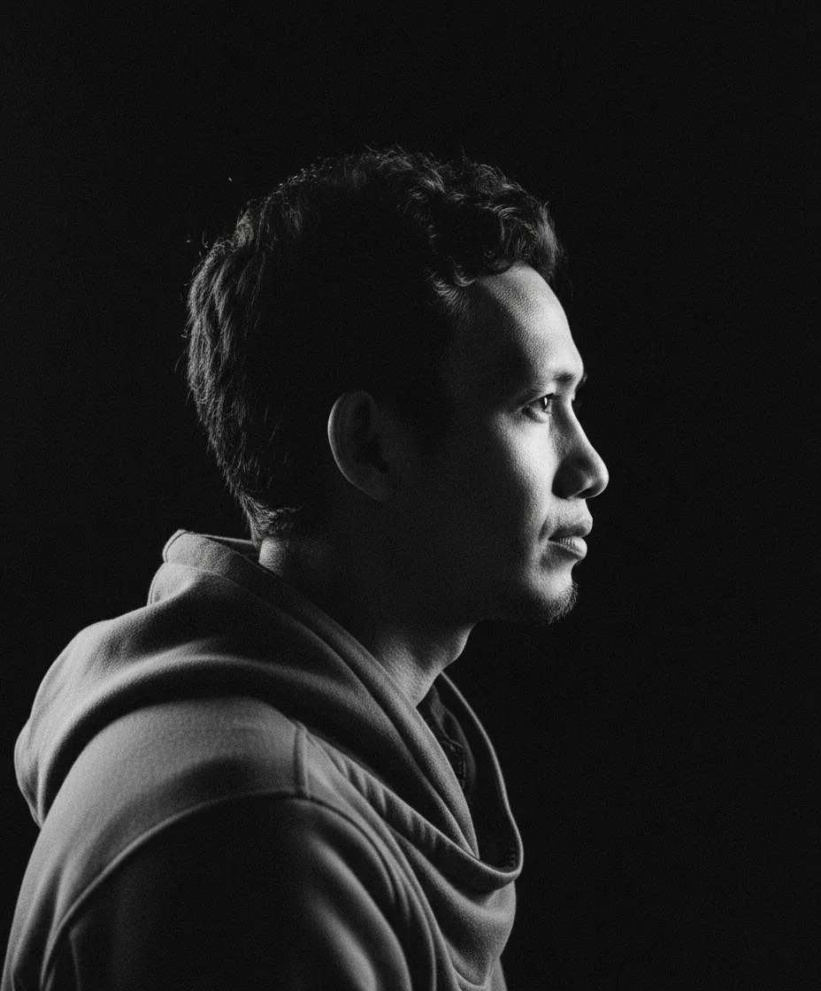 Monochrome side-profile shot