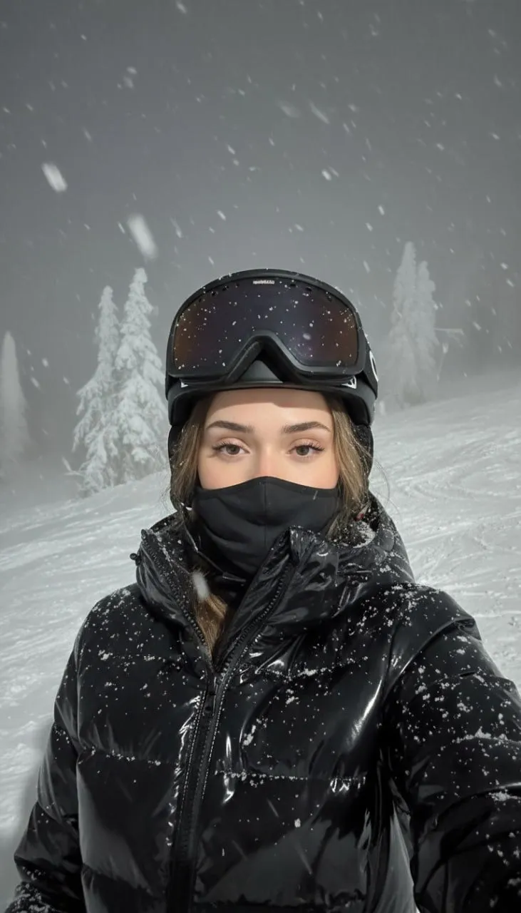 Ski Jacket Night Slope Selfie