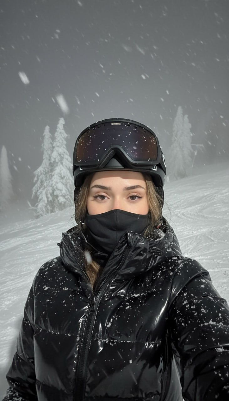 Ski Jacket Night Slope Selfie