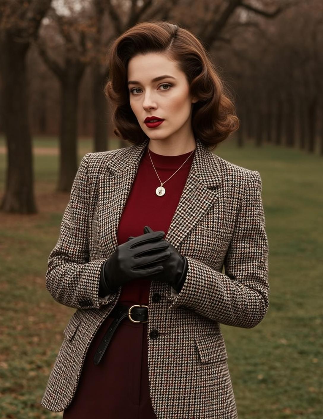 Houndstooth Blazer Park Portrait Vintage Cinematic