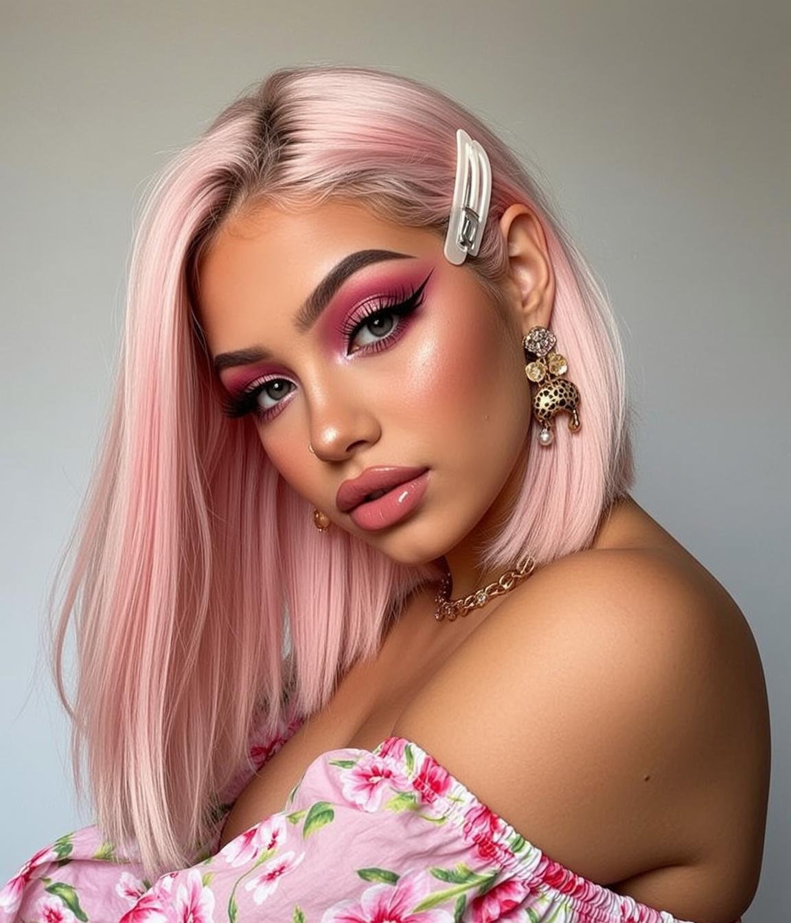 Makeup Posed Her Head Slightly Tilted Left