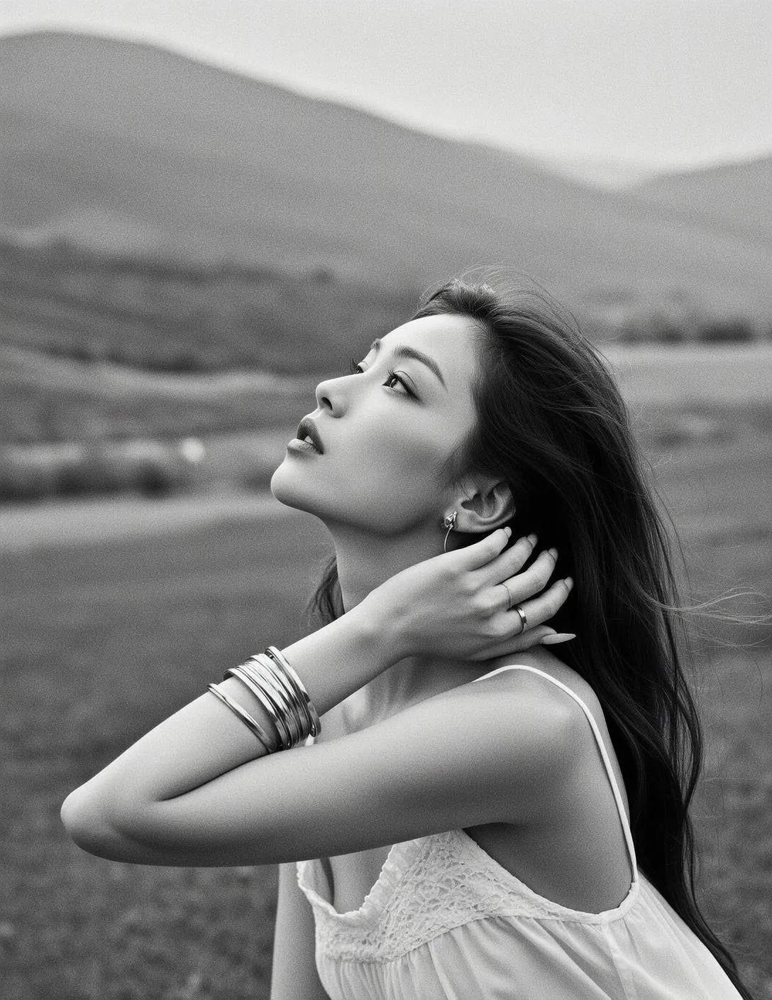 Earrings And Bracelets And Rings In Styled Portrait