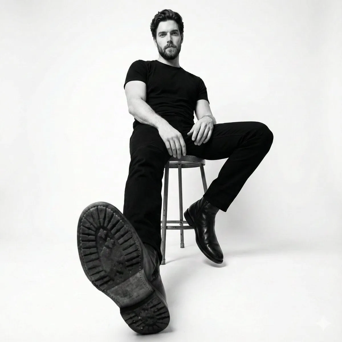 Monochrome Floor Seated Portrait