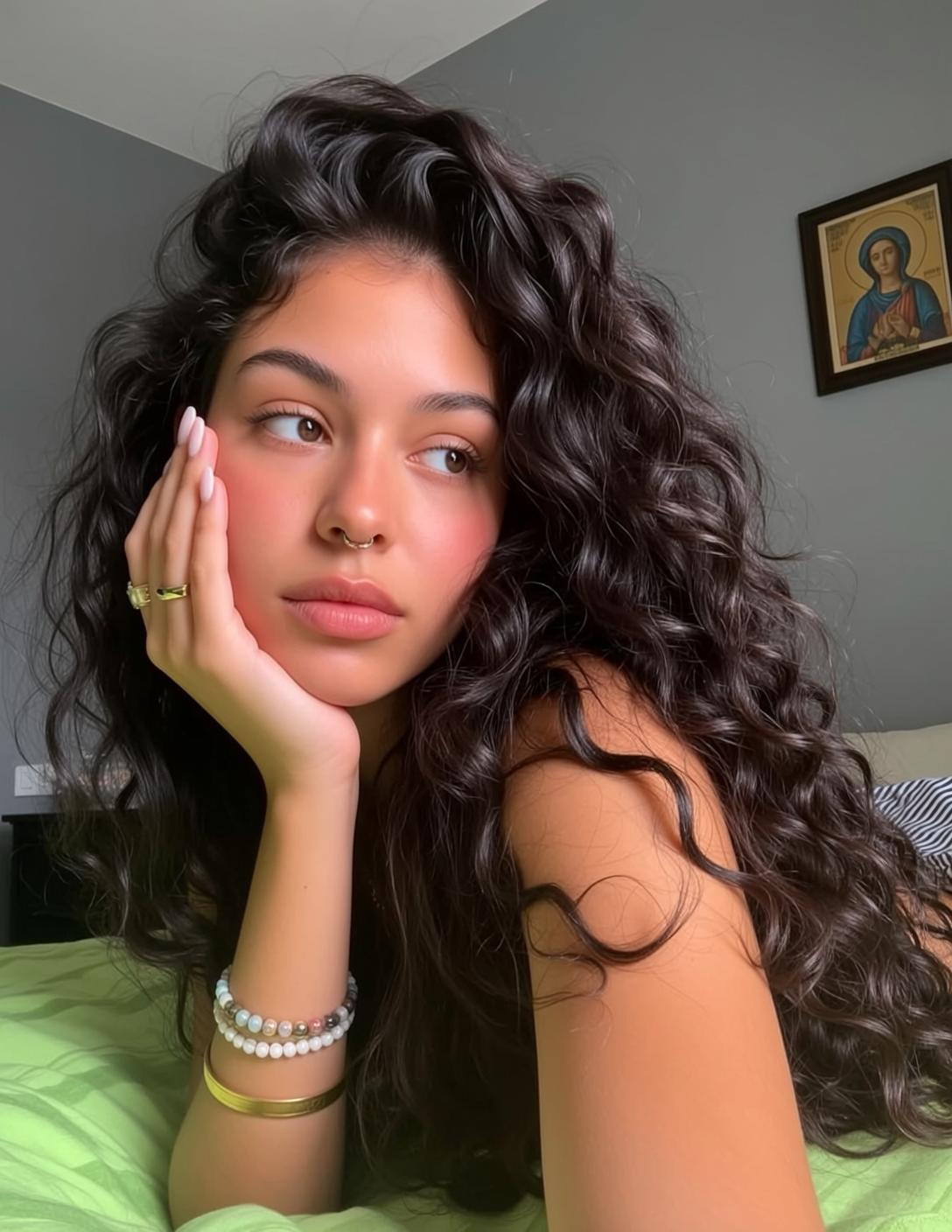 Explore Lying Her Side Bed Propped Elbow