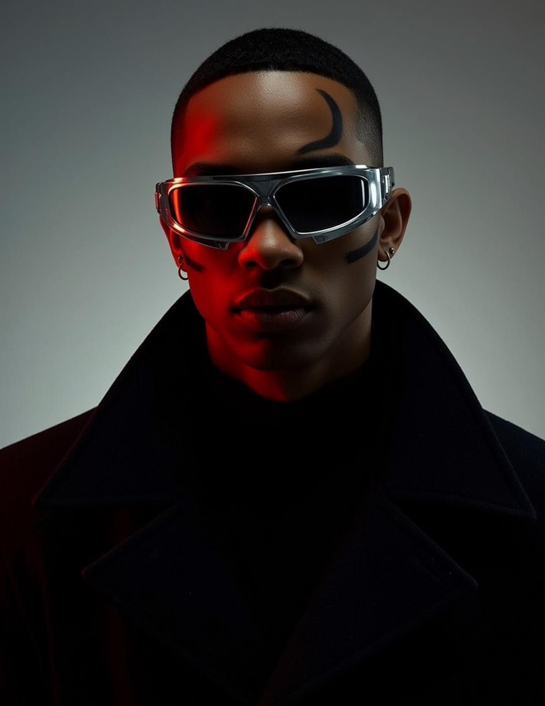 Young Short Buzzed Dark Black Turtleneck Coat