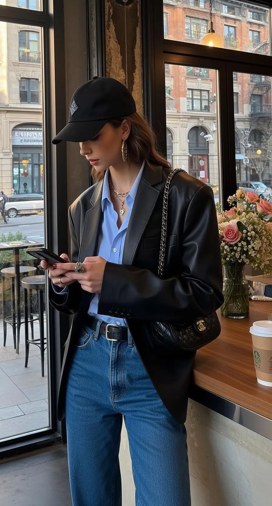 Earrings And Necklace In Cafe Portrait