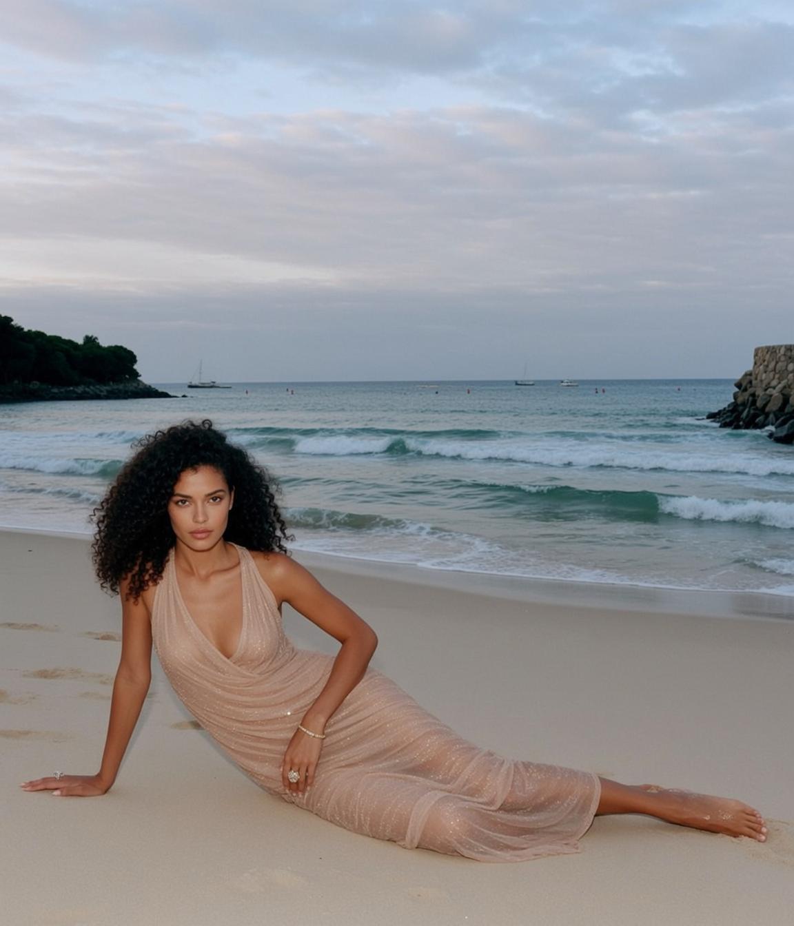 Nude Sparkly Floor Nude Sparkly Halter Beach Sand Ocean