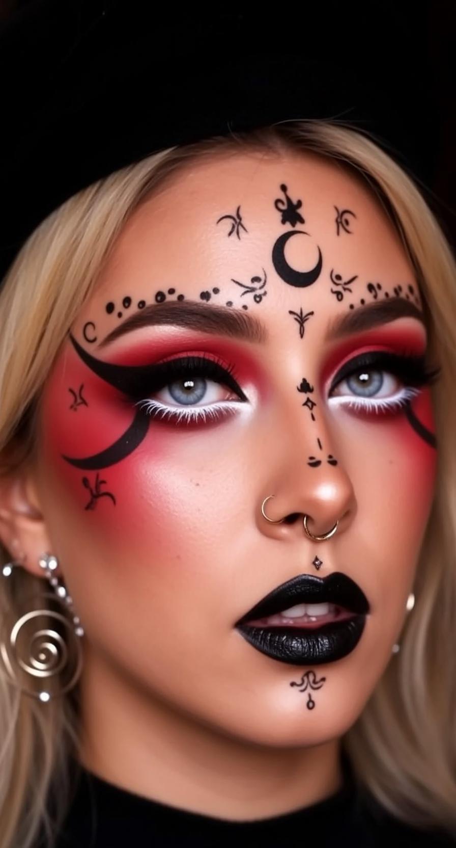 Halloween Makeup Young Blonde Fair Black Turtleneck
