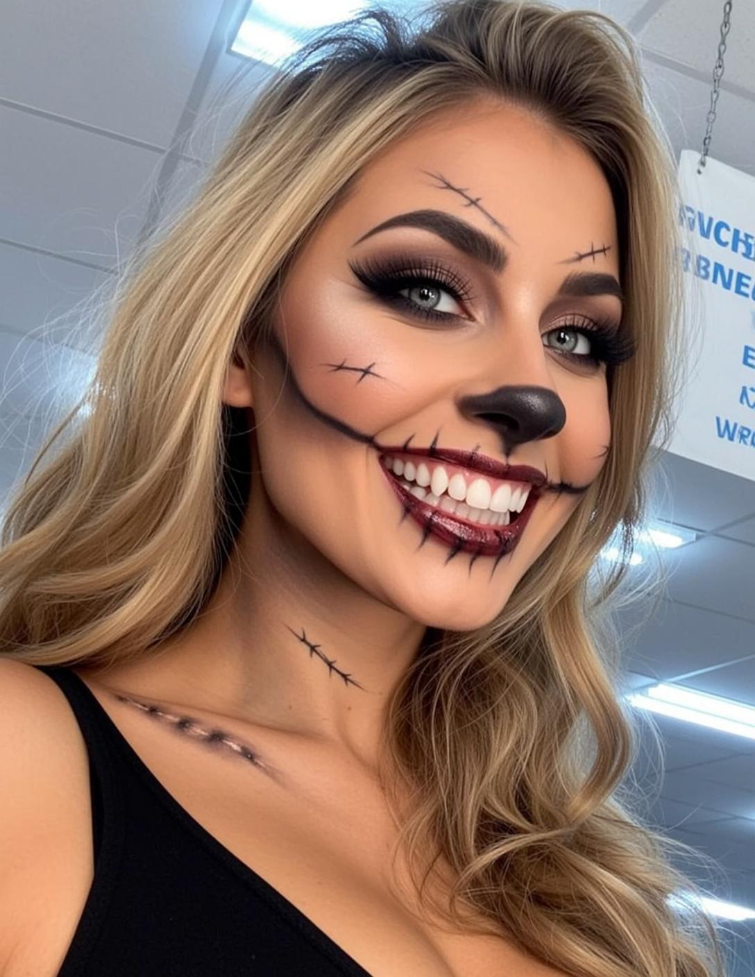 Halloween Makeup Black Tank