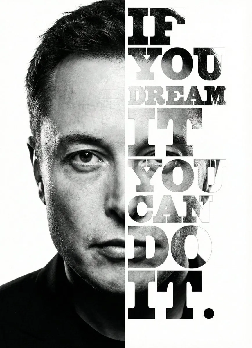 Elon Musk Black And White Split