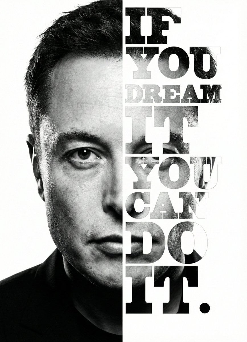Elon Musk Black And White Split