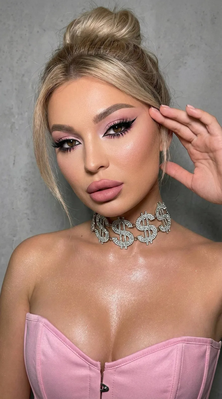 Makeup And Necklace In Corset Portrait