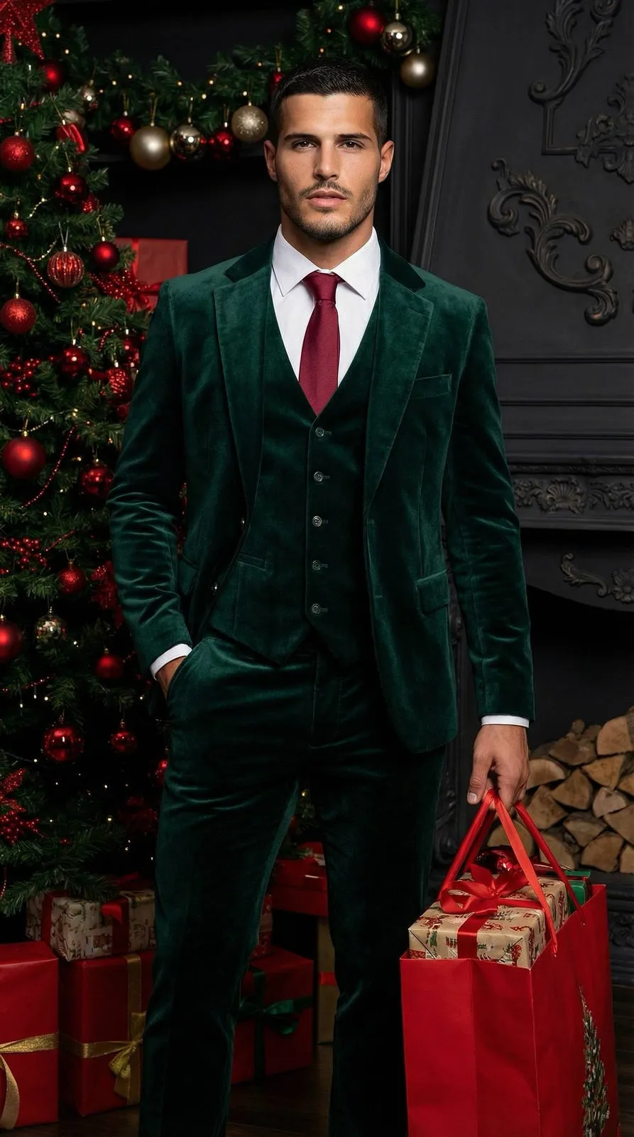 Emerald Velvet Holiday Suit