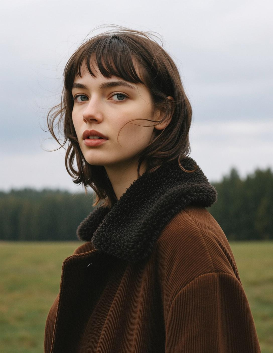 Shearling Jacket Overcast Portrait