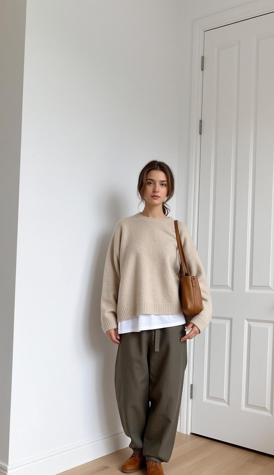 Beige Sweater White Door