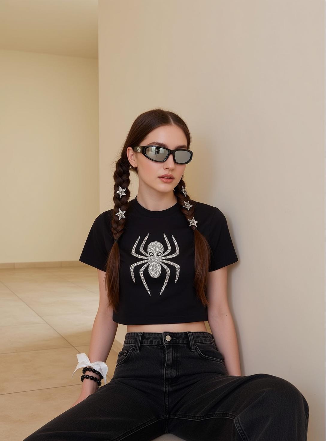 Sunglasses And Bracelets With Black Shirt reference photo