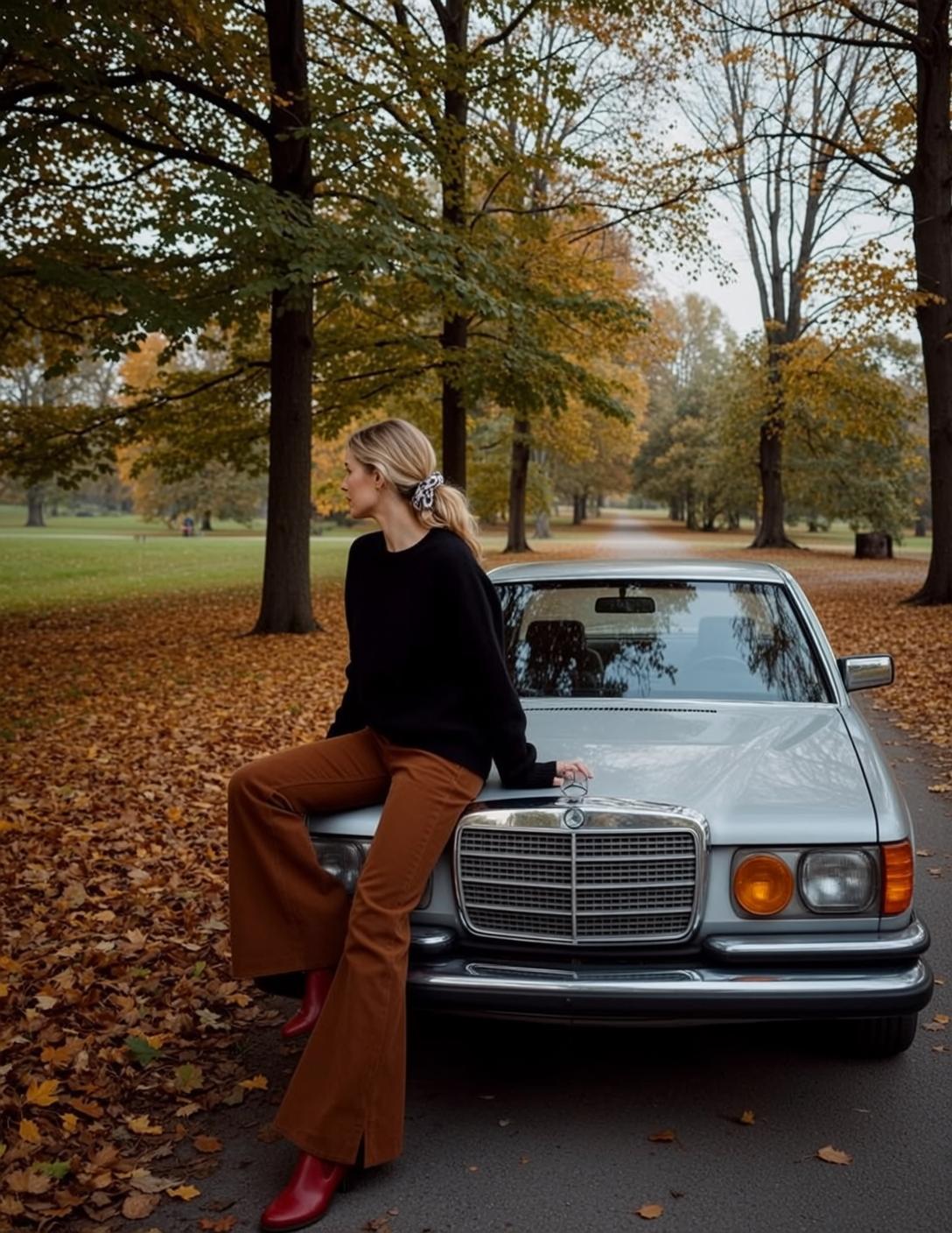 Autumn Young Blonde Tied Back Ponytail Patterned