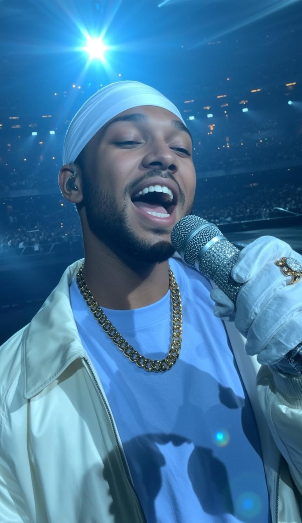 Blue Shirt Singing Performance