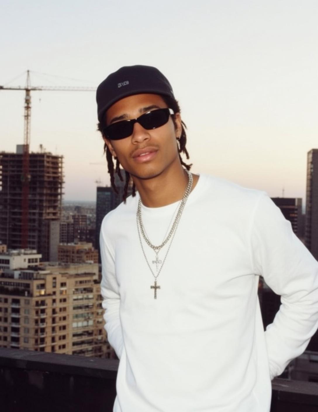 White Tee City Rooftop Look