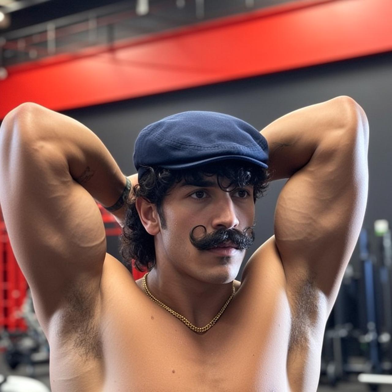 Navy Cap Gym Arm Pose