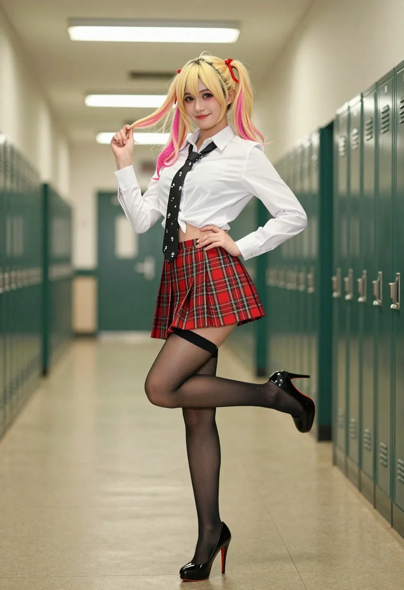 Confident Young Woman With Blonde Hair Styled Pigtails Featuring Pink