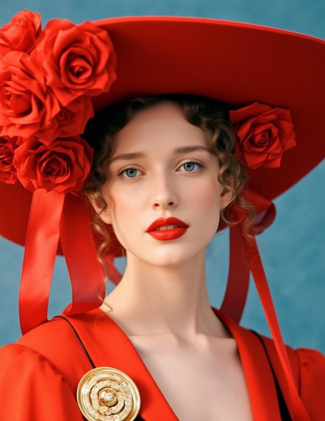 Red Rose Hat Statement Look