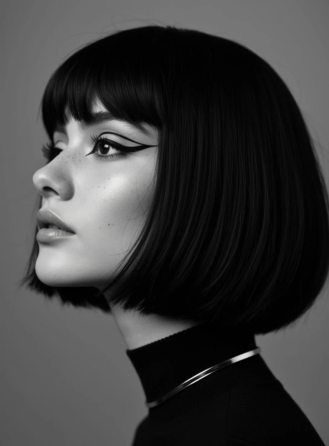 Makeup And Necklace In Turtleneck Portrait