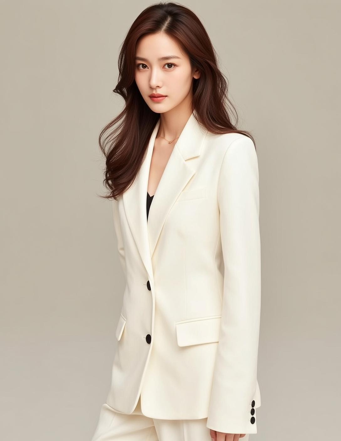 Luxury Young East Asian Long Wavy Dark
