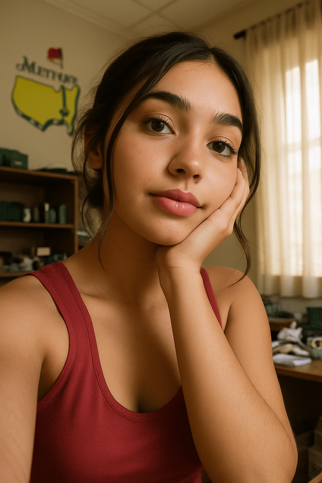 Dark Red Tank Top Soft Warm Light