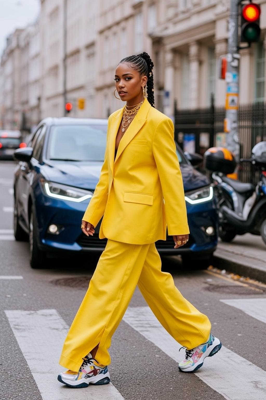Fashion Week Young Braided Ponytail Gold Accents