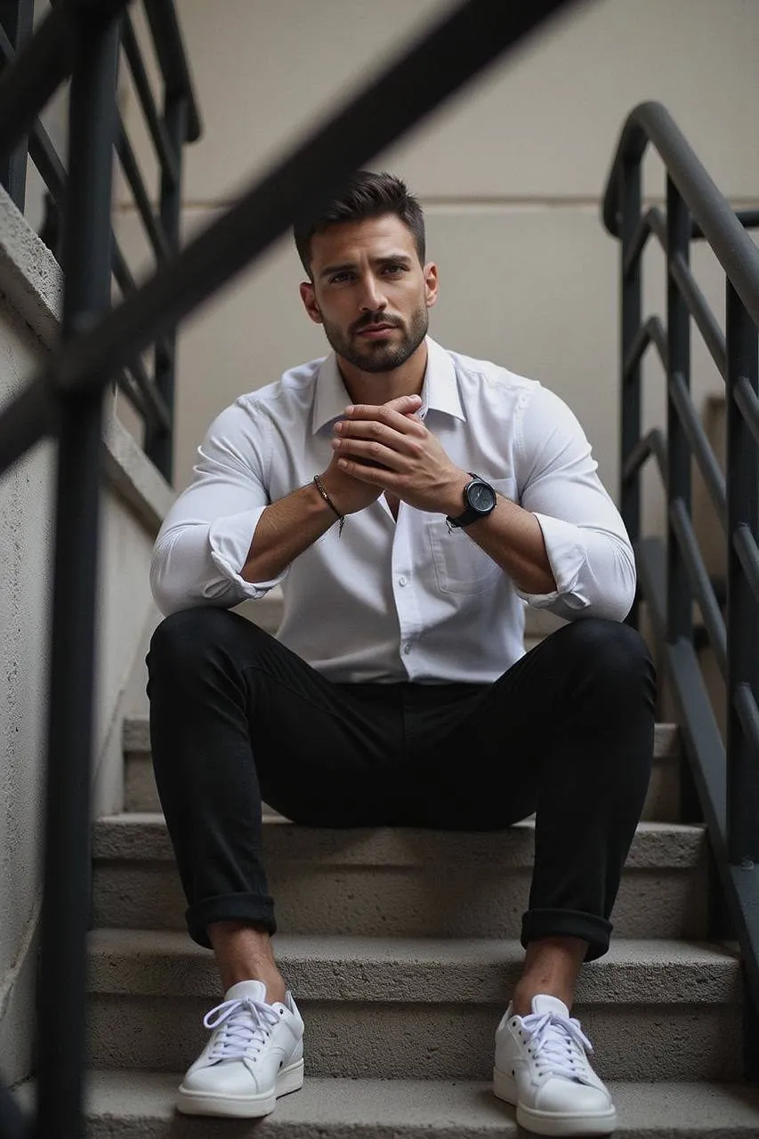 Watch With Crisp Button Up Shirt