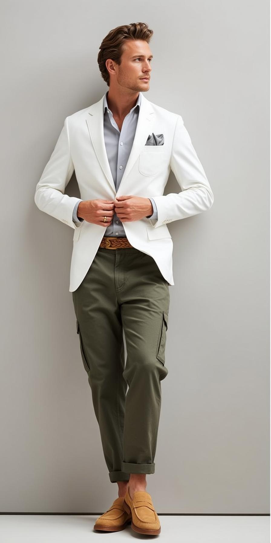 Brown Styled Fair Light Blue Collared Shirt