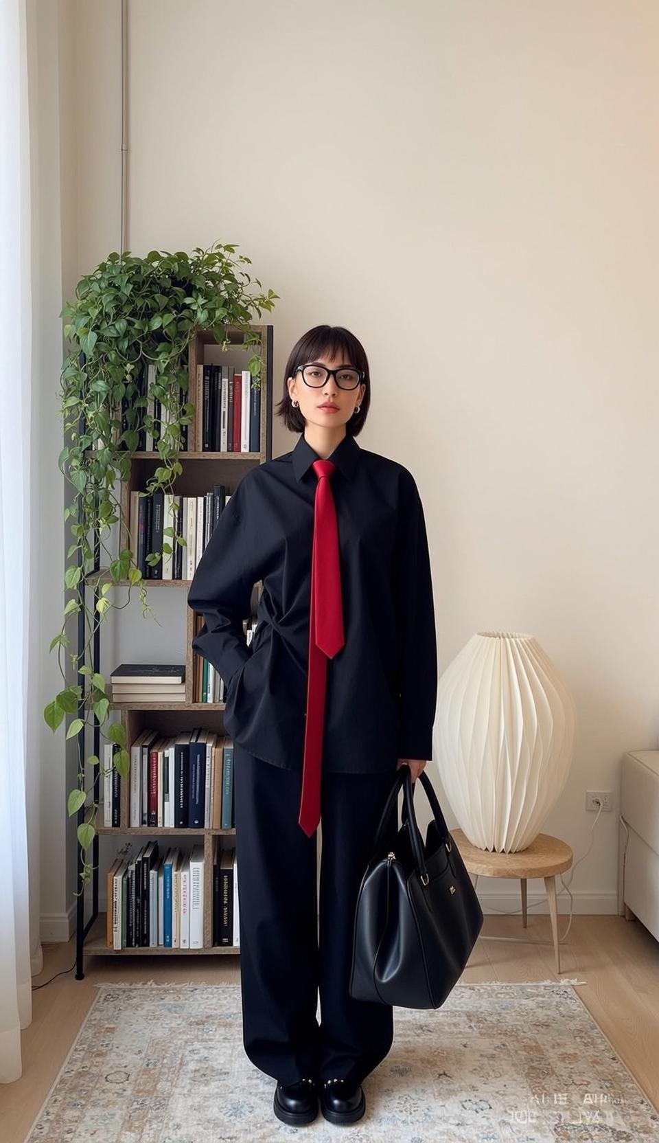 Casual Young Short Dark Bob Fair Oversized