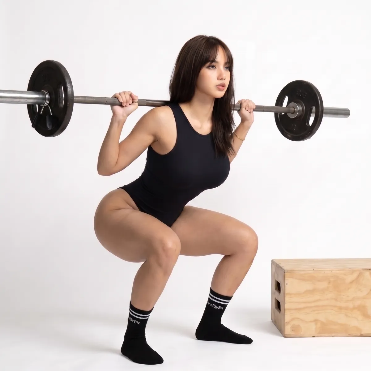 Barbell Back Squat White Studio Backdrop
