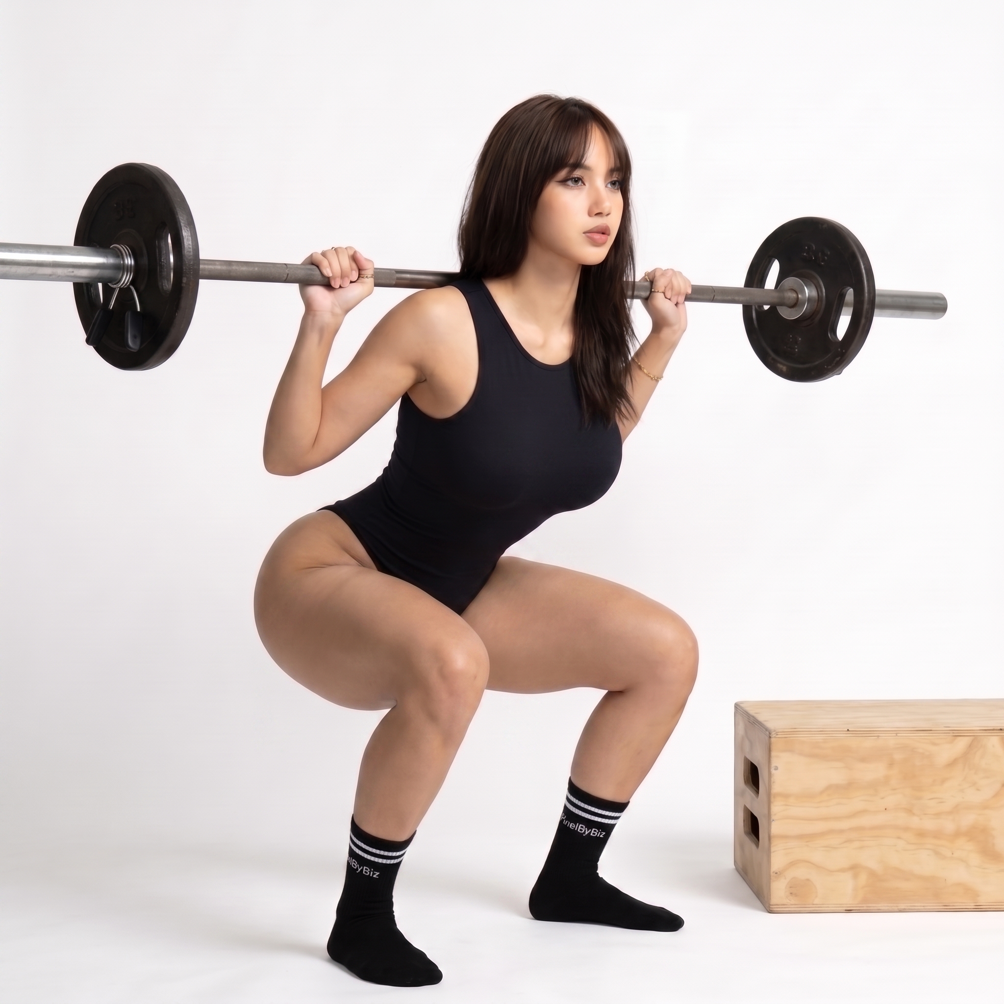 Barbell Back Squat White Studio Backdrop