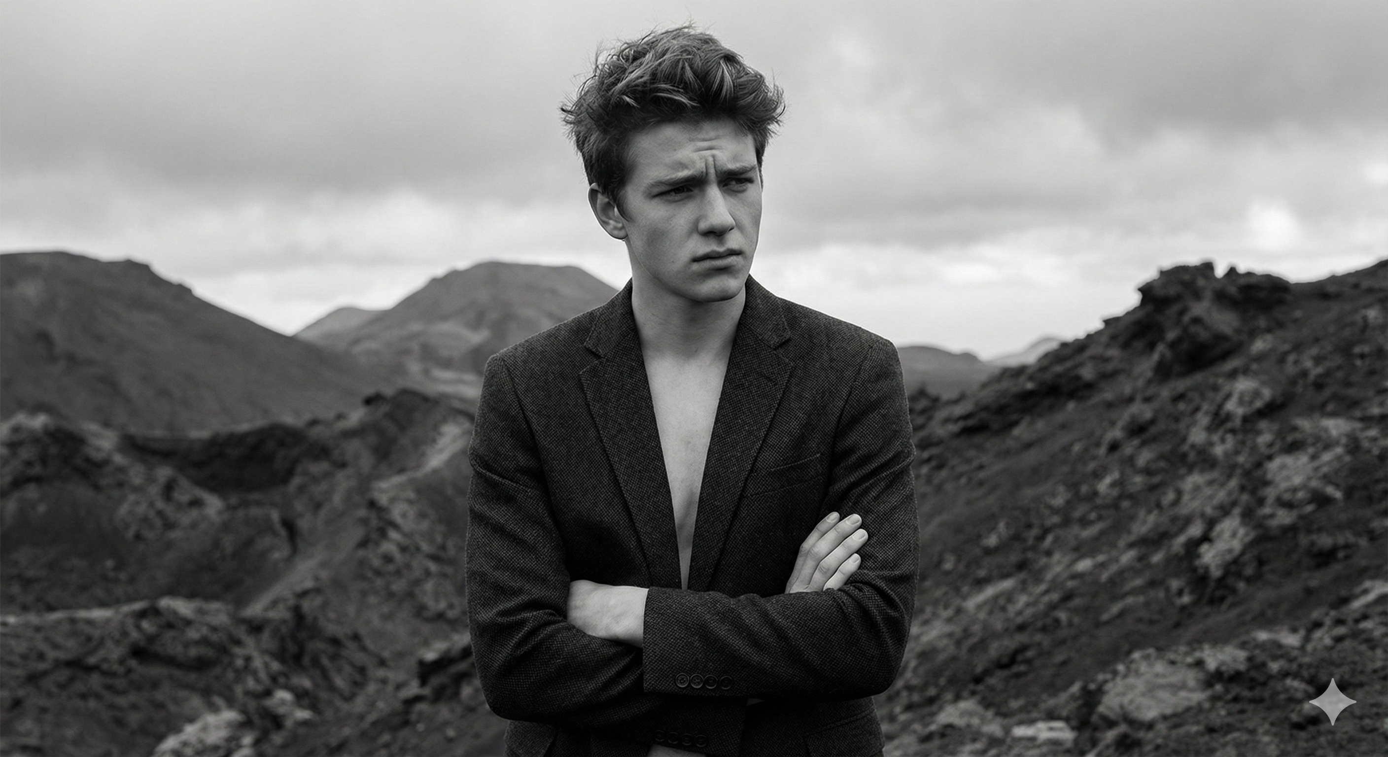Moody, black and white, contemplative, portrait, desolate