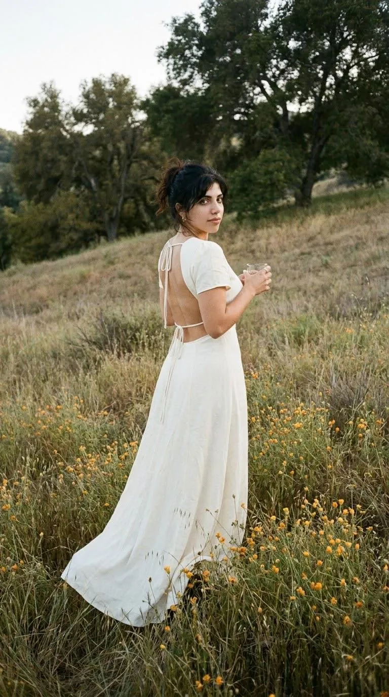 Floor Length In Grassy Meadow Filled